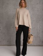 m&d fashion Pulover oversize cu amestec de lână cu guler tip tunică și manșete întoarse Olsenne Bej