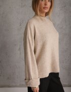 m&d fashion Pulover oversize cu amestec de lână cu guler tip tunică și manșete întoarse Olsenne Bej
