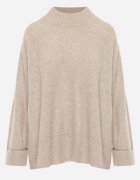 m&d fashion Pulover oversize cu amestec de lână cu guler tip tunică și manșete întoarse Olsenne Bej