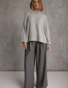 m&d fashion Pulover oversize cu amestec de lână cu guler tip tunică și manșete întoarse Olsenne Gri