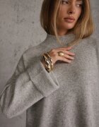 m&d fashion Pulover oversize cu amestec de lână cu guler tip tunică și manșete întoarse Olsenne Gri