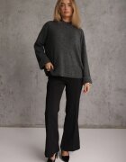 m&d fashion Pulover oversize cu amestec de lână cu guler tip tunică și manșete întoarse Olsenne Gri închis
