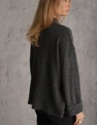 m&d fashion Pulover oversize cu amestec de lână cu guler tip tunică și manșete întoarse Olsenne Gri închis