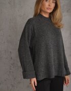m&d fashion Pulover oversize cu amestec de lână cu guler tip tunică și manșete întoarse Olsenne Gri închis