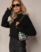 m&d fashion Pulover pe gât Negru Simplu cu nervuri Germifa
