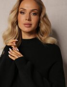 m&d fashion Pulover pe gât Negru Simplu cu nervuri Germifa