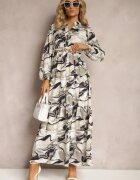 m&d fashion Rochie Albă cu croi evazat în imprimeu abstract Aganotha