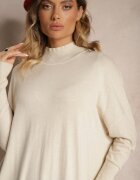 m&d fashion Rochie Albă Tip cutie Tricotată cu Viscoză și Guler înalt Rinnine