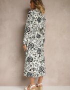 m&d fashion Rochie albastră de viscoză cu imprimeu floral tip cămașă cu curea Zelkiona