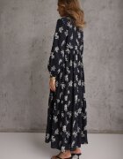 m&d fashion Rochie albastră din viscoză cu croi evazat cu nasturi la decolteu Seave