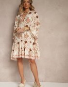 m&d fashion Rochie Bej deschis Cloș din Viscoză cu imprimeu etnic Pasiretia