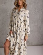 m&d fashion Rochie bej deschis din vâscoză cu croială amplă cu nasturi la decolteu Seave
