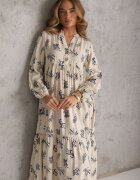 m&d fashion Rochie bej deschis din vâscoză cu croială amplă cu nasturi la decolteu Seave