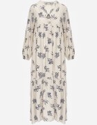 m&d fashion Rochie bej deschis din vâscoză cu croială amplă cu nasturi la decolteu Seave
