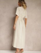 m&d fashion Rochie Bej din In și Viscoză cu croială tip cămașă Weolara