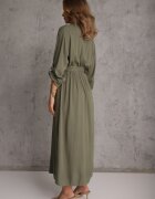 m&d fashion Rochie cămașă Verde Utility din Bumbac cu Centură Legată în Talie Retona