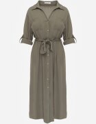m&d fashion Rochie cămașă Verde Utility din Bumbac cu Centură Legată în Talie Retona