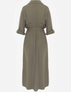 m&d fashion Rochie cămașă Verde Utility din Bumbac cu Centură Legată în Talie Retona
