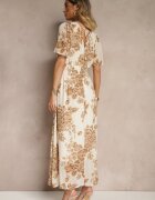 m&d fashion Rochie Cloche Bej deschis cu Cordon cu Model Floral Jeloiti