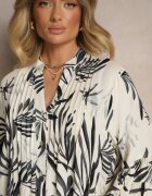 m&d fashion Rochie Cloș Gri închis din Vâscoză cu Volane cu Model Floral Ridivaria