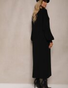 m&d fashion Rochie Dreaptă Neagră din Vâscoză și guler tip maletă Salindra