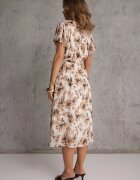 m&d fashion Rochie Încrucișată Portocalie cu cordon legat cu imprimeu floral cu sclipici Runewea