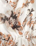 m&d fashion Rochie Încrucișată Portocalie cu cordon legat cu imprimeu floral cu sclipici Runewea
