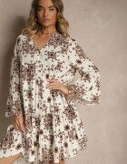 m&d fashion Rochie Maro din Vâscoză Decorată cu Motiv Geometric Filionea