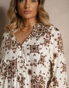 m&d fashion Rochie Maro din Vâscoză Decorată cu Motiv Geometric Filionea
