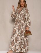 m&d fashion Rochie Maro Evazată din Viscoză cu Decolteu în V Atenavela