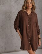 m&d fashion Rochie Maro Tip cutie din Bumbac Oversize cu Decolteu în V Elavellis