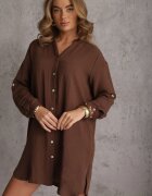 m&d fashion Rochie Maro Tip cutie din Bumbac Oversize cu Decolteu în V Elavellis