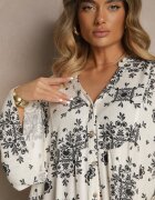 m&d fashion Rochie Neagră din Viscoză Decorată cu Motiv Geometric Filionea
