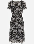 m&d fashion Rochie negră petrecută cu cordon de legat cu imprimeu floral cu sclipici Runewea