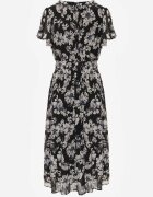 m&d fashion Rochie negră petrecută cu cordon de legat cu imprimeu floral cu sclipici Runewea