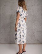m&d fashion Rochie petrecută albastră cu cordon în talie decorată cu sclipici Plumse