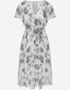 m&d fashion Rochie petrecută albastră cu cordon în talie decorată cu sclipici Plumse