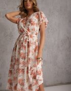 m&d fashion Rochie petrecută rozalie cu cordon în talie decorată cu sclipici Plumse