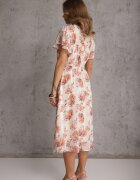 m&d fashion Rochie petrecută rozalie cu cordon în talie decorată cu sclipici Plumse