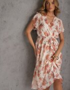 m&d fashion Rochie petrecută rozalie cu cordon în talie decorată cu sclipici Plumse