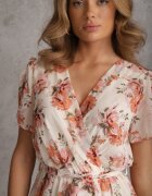 m&d fashion Rochie petrecută rozalie cu cordon în talie decorată cu sclipici Plumse