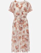 m&d fashion Rochie petrecută rozalie cu cordon în talie decorată cu sclipici Plumse