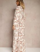 m&d fashion Rochie Portocalie Cloș din Viscoză Cu legătură la Decolteu cu Imprimeu Floral Koriselle