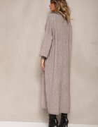 m&d fashion Rochie pulover Bej din viscoză cu croială tip cutie ornată cu guler Clarinnae
