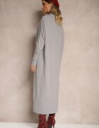 m&d fashion Rochie pulover croială dreaptă gri deschis din viscoză și guler înalt Rinnine