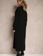 m&d fashion Rochie Pulover Neagră din Vâscoză cu Croială Dreaptă Decorată cu Guler Clarinnae