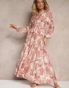 m&d fashion Rochie Roz închis Cloș din Vâscoză cu Imprimeu floral Edirionea