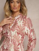 m&d fashion Rochie Roz închis Cloș din Vâscoză cu Imprimeu floral Edirionea