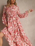 m&d fashion Rochie roză florală cu viscoză cu croi evazat Filennea