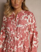 m&d fashion Rochie roză florală cu viscoză cu croi evazat Filennea
